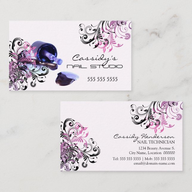 Nail Technician Beauty Salon Business Card (Front/Back)