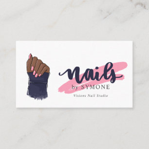 Nail Technician Beauty Salon Pink and Navy Blue Business Card
