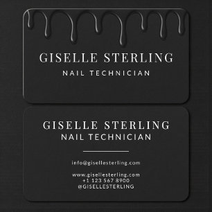Nail Technician Black Business Card