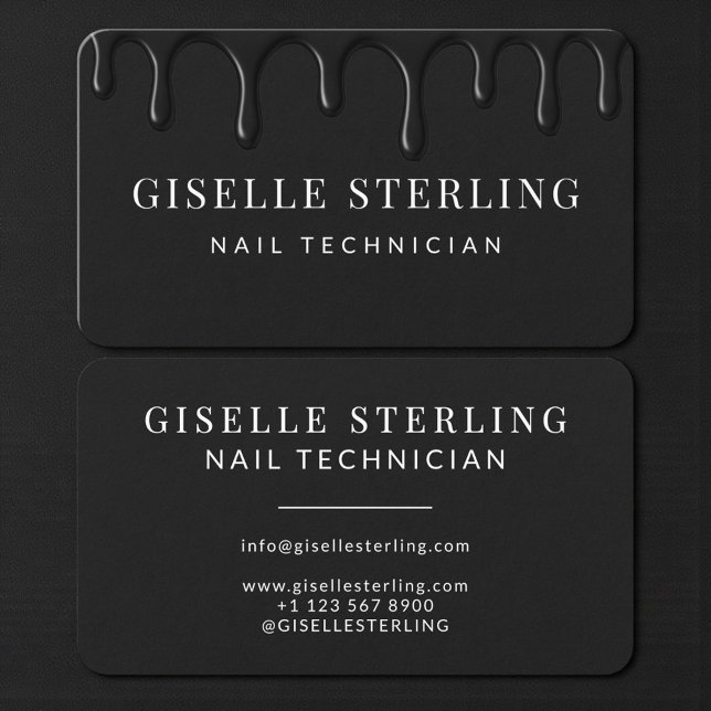 Nail Technician Black Business Card (Creator Uploaded)