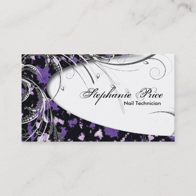 Nail Technician Business Card Abstract Glitter (Front)