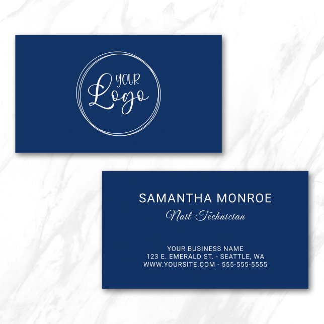 Nail Technician Business Logo Navy Blue Card (Nail Technician Business Logo Navy Blue Card)