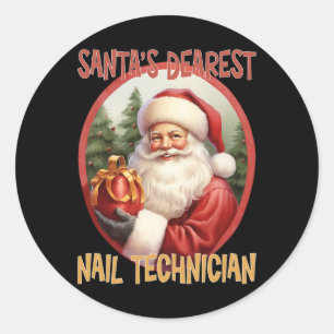 Nail Technician Christmas Holiday Love Xmas Classic Round Sticker