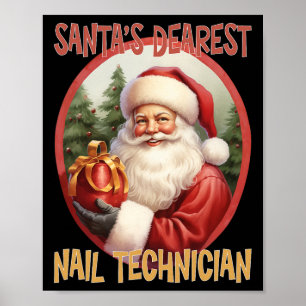 Nail Technician Christmas Holiday Love Xmas  Poster