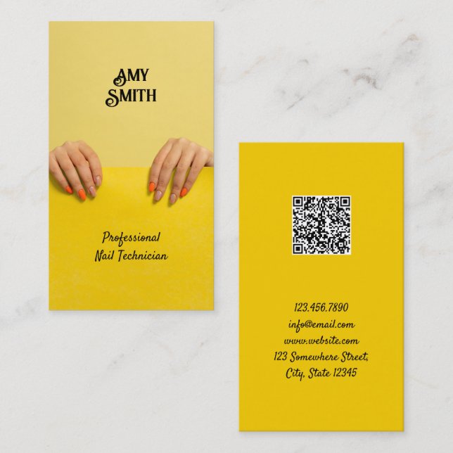 Nail Technician Custom QR Vertical Business Card (Front/Back)