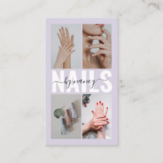 Nail Technician Elegant Photo Collage QR Code Business Card