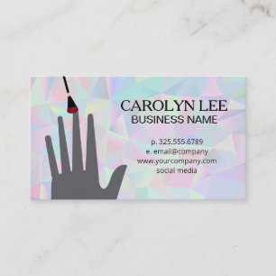 Nail Technician   Geometric Iridescent Background Business Card