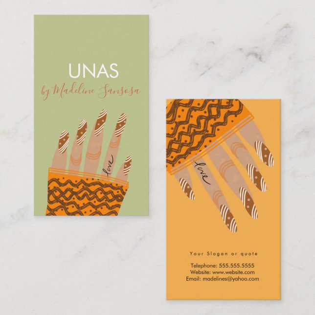 Nail Technician Hand Drawn Business Card (Front/Back)