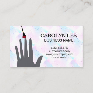 Nail Technician Holographic Mosaic Geometric Business Card