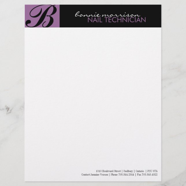 Nail Technician Letterhead (Front)