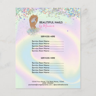 Nail Technician Mani Salon Holograph  Girly Modern Flyer