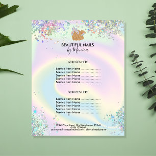 Nail Technician Mani Salon Holograph  Girly Modern Flyer