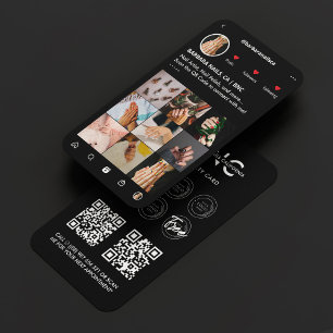 Nail Technician Manicurist Black IG Loyalty Card