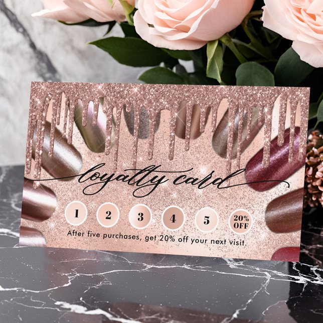 Nail Technician Modern Rose Gold  Loyalty Card (Creator Uploaded)