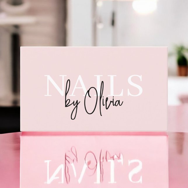 Nail Technician Modern Typography Blush Pink Business Card (Creator Uploaded)
