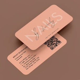 Nail Technician Nail Art Manicurist Peach Modern Business Card