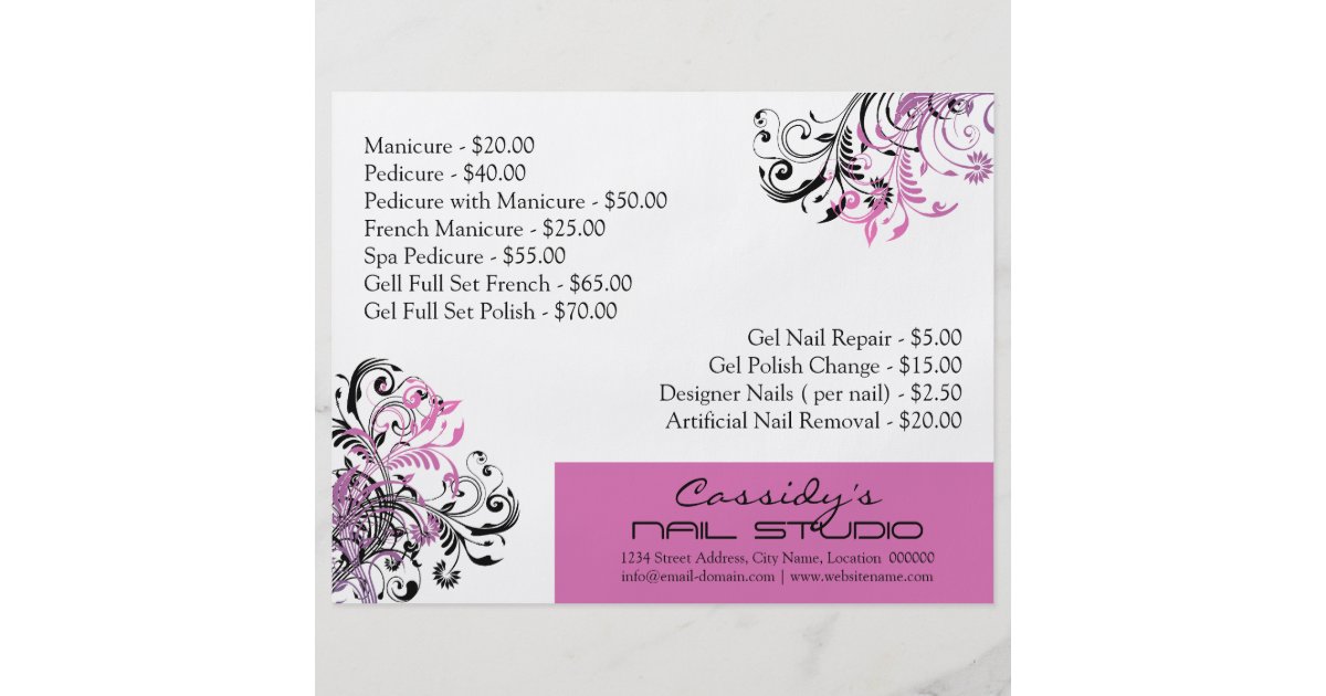 Nail Technician / Nail Bar Promotional Flyers Zazzle
