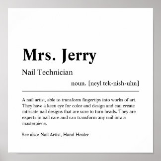 Nail Technician Personalised Gift Poster