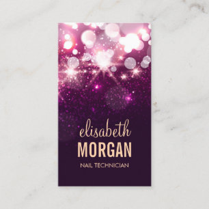 Nail Technician - Pink Glitter Sparkles Business Card