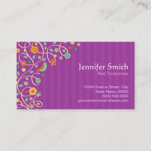 Nail Technician - Purple Nature Theme Business Card