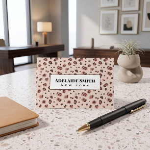 Nail Technician QR CODE Animal Skin Leopard Spot Business Card