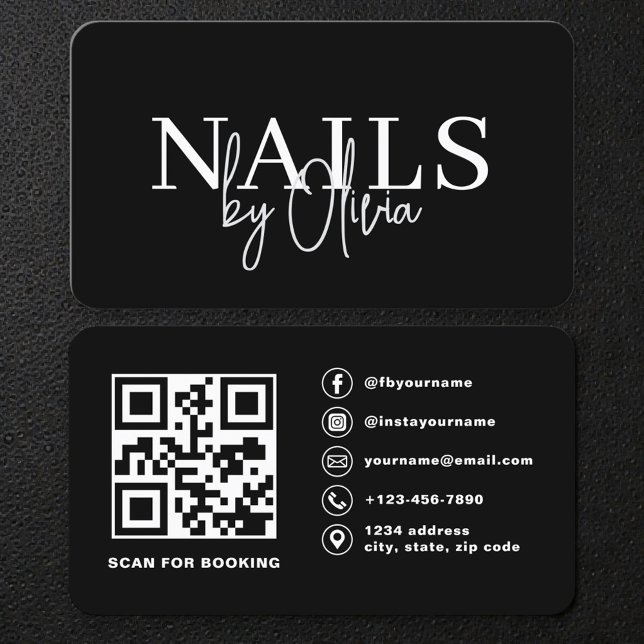 Nail Technician QR Code Modern Business Card (Creator Uploaded)