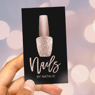 Nail Technician Rose Gold Bottle Manicurist Salon Business Card