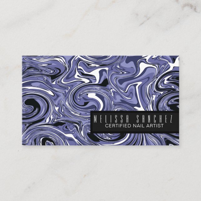 Nail Technician Salon Artist Marble Swirls Business Card (Front)