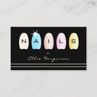Nail Technician Salon Glitter Minimalist Gold Business Card
