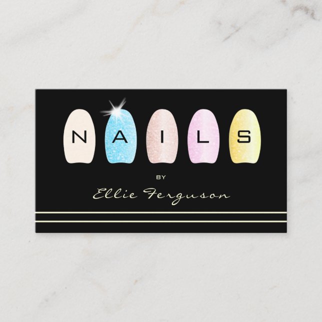 Nail Technician Salon Glitter Minimalist Gold Business Card (Front)