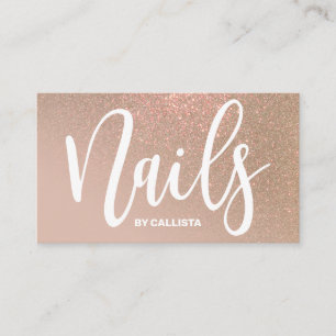 Nail Technician Taupe Gold Glitter Typography Business Card