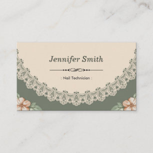Nail Technician - Vintage Chic Floral Business Card