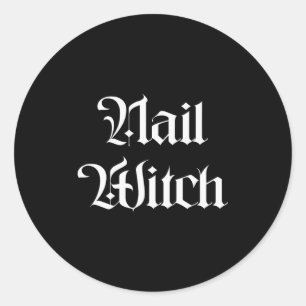Nail Witch Manicurist Halloween Nail Tech Classic Round Sticker