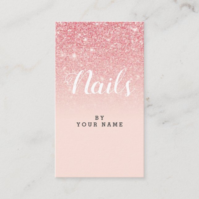 NailArtist Elegant PinkGold Vertical Business Card (Front)