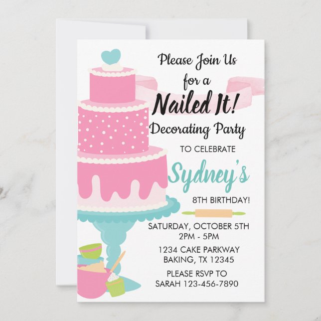 Nailed It Cake Decorating Baking Birthday Party Invitation (Front)
