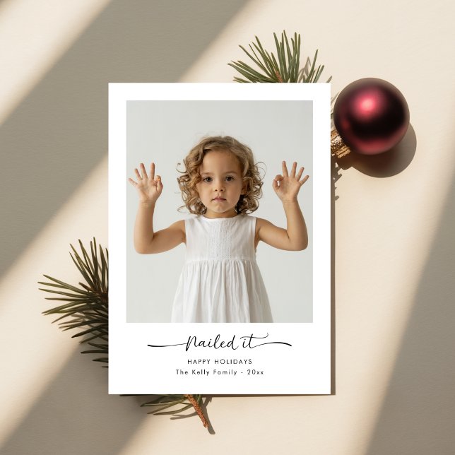 Nailed It Modern Minimalist Family Photo Christmas Holiday Card (Creator Uploaded)