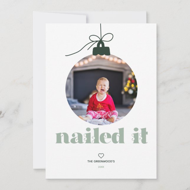 Nailed It Photo Ornament Holiday Card (Front)
