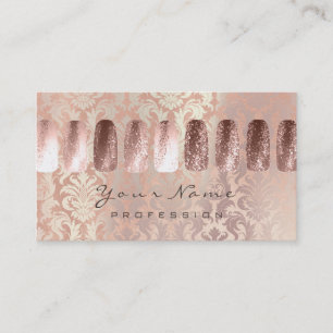 Nails Art Beauty Studio Glitter Ros Gold Peach Business Card