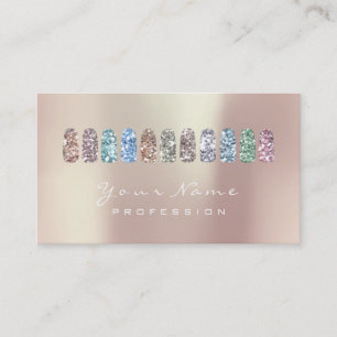 Nails Art Beauty Studio Glitter Rose Gold Pearly Business Card