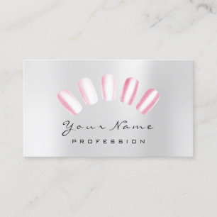 Nails Art Candy Pink Grey Manicure Pedicure Business Card