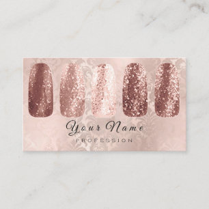 Nails Art Glitter Damask Champagne Rose Gold Business Card