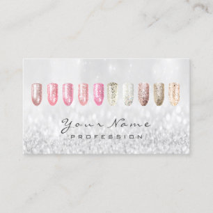 Nails Art Glitter Metallic Rose Pink Blush Grey Business Card