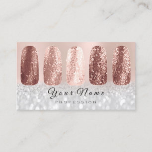 Nails Art Glitter Silver Grey Rose Gold Business Card
