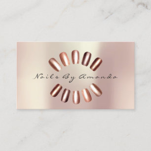 Nails Artist Blush Pearly Rose Gold Beauty Studio Business Card