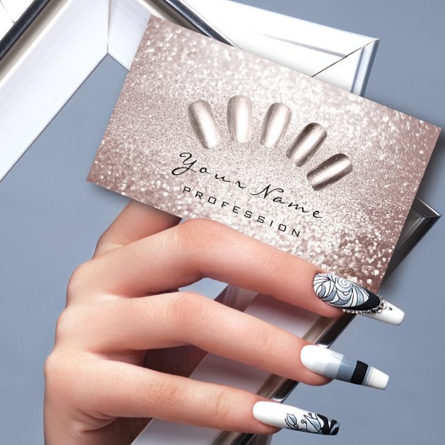 Nails Artist Glitter Grey Lux Manicure Pedicure Business Card (Creator Uploaded)