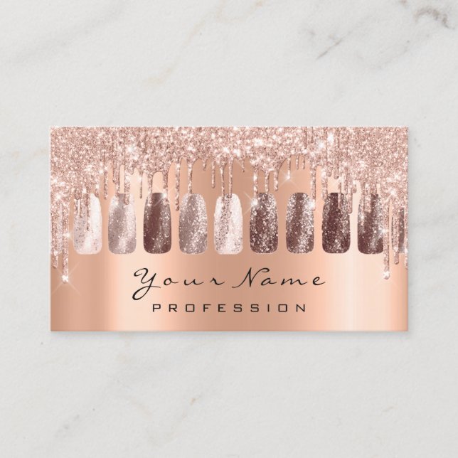 Nails Artist Glitter Rose Gold  Manicure Copper Business Card (Front)