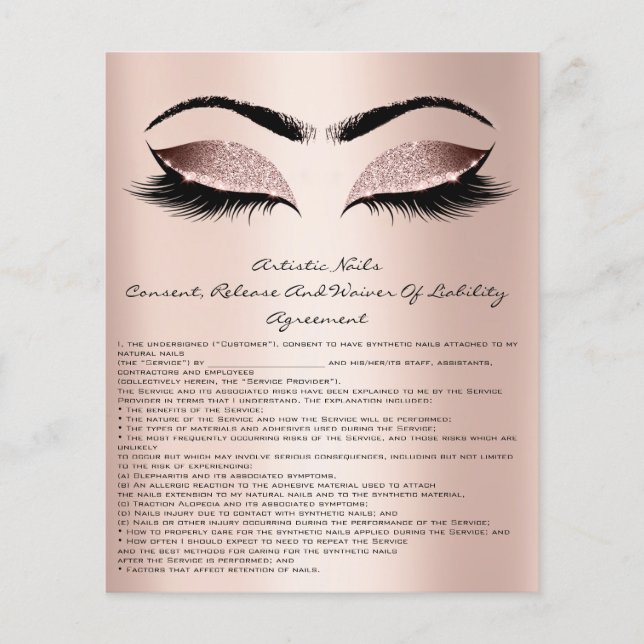Nails Artist Liability Waiver Rose Blush Flyer (Front)