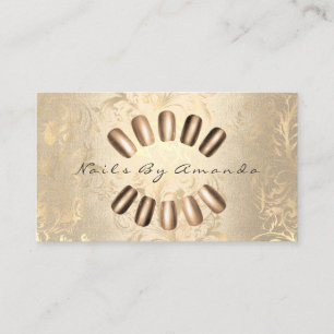 Nails Artist Makeup Appointment Card Damask Gold