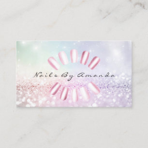 Nails Artist Makeup Blue Pastel Pink Appointment Card