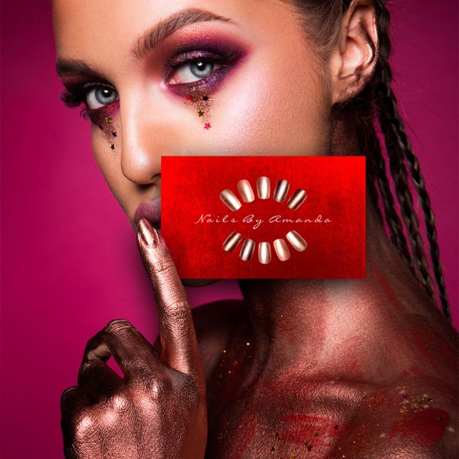 Nails Artist Makeup  Rose Red Appointment Card (Nails Artist Makeup Rose Red Appointment Card)
